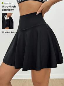 Eassivo Ladies' Solid Color Simple Daily Mini Skirttennis Skirt Athletic Skirt