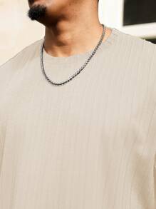 Manfinity Homme Plus Size Men Summer Casual Solid Color T-Shirt & Shorts Set - Beige - View 6