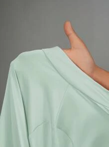 Slaydiva Women Summer 3 Pieces Set: Casual Elastic Mock Neck Zip-Up Long Sleeve T-Shirt Jacket, Sleeveless Cropped Tank Top And Athletic Shorts Island Vacation Outfits - Green - View 10