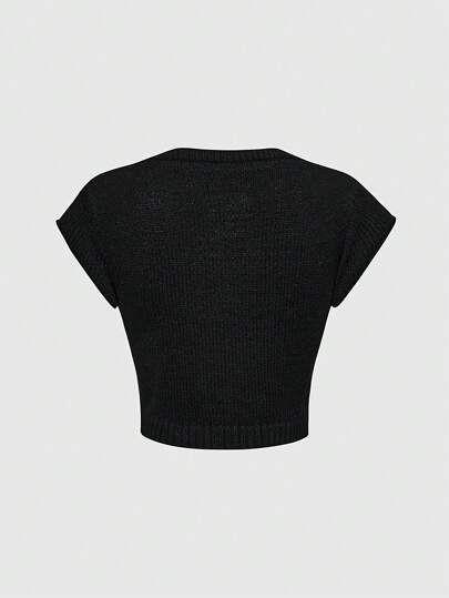 Kawaii Suéter de mujer con cuello alto, mangas farol y bordado de cerezas, estilo casual y puro