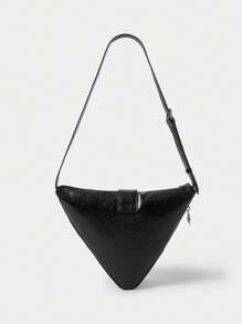 SHECARRY 时尚百搭简约三角形休闲单肩包 - 黑色 - 查看 6