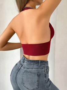 SHEIN 1pc Front Clasp Wireless Bra For Women - Burgundy - View 2