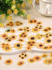 1pack 50pcs Adorable Mini Sunflower Pet Stickers For Diy Collage Back To School - Multicolor - View 5