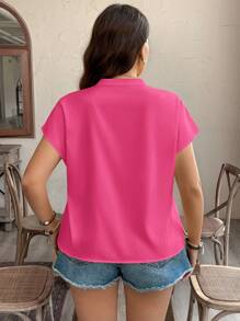 SHEIN LUNE Áo cánh tay ngắn họa tiết hình người phụ nữ ngoại cỡ, trang phục phương Tây, phong cách Boho, Bohemian, thập niên 90, lễ hội, mùa hè, đi chơi, mùa xuân, Boho, tiền cũ, lễ Phục sinh, mùa xuân, bãi biển - Màu Hồng Tươi - Xem 2