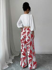 Elenzga Women Two Pieces Outfits For Daily Wear - Red - View 2