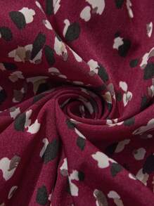 SHEIN Maternity Casual Fully Allover Print Ruffle Hem Dress - Burgundy - View 6