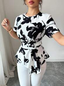 Elenzga 女士优雅度假夏季露肩衬衫