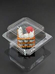 SHEIN 一次性透明塑料甜点盒带盖，烘焙糕点和食品包装容器 - 無色 - 查看 8