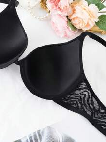 SHEIN 1pc Soft Cup Lace Padded Supportive Comfortable Bra