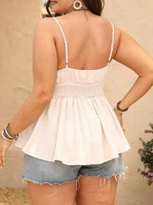 SHEIN Clasi Plus Size V-Neck Tie Dye Camisole Top - Apricot - View 2