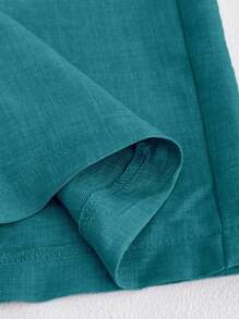 Maweii 2pcs Women Casual Asymmetrical Collar Solid Color Top And Pants Set - Teal Blue - View 6