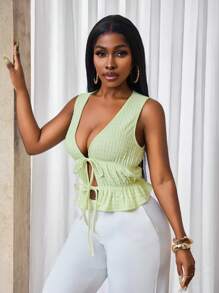 BamGleam حماالة نسائية بلون أحادي وملمس منسوج مع أشرطة - أصفر - مشاهدة 6