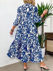 Weeklong Plus Size Women Elegant Fashion Artistic Casual Loose Printed Dress, Versatile, Suitable For Summer, Back To School, Graduation, Holidays, Valentine's Day, Music Festival, Mother's Day, Halloween, Thanksgiving, Easter, National Day, Formal Dance, Dating Party, Outdoor Activities