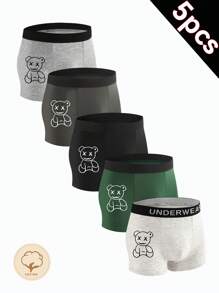 Set de 5 calzoncillos de algodón cómodos con estampado de oso lindo para niños pequeños