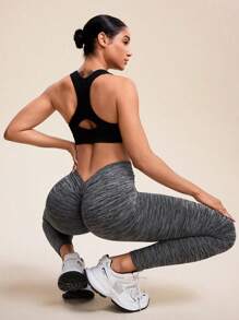 Easithlete 2 piezas Leggings de yoga sin costuras con pliegues y efecto tie-dye para mujer - Multicolor - Ver 4