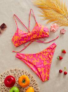 Swim Mod Bikini Swimsuit, Wireless Camisole Swimwear With Triangle Bottom, Fashion For Summer - Multicolor - View 1