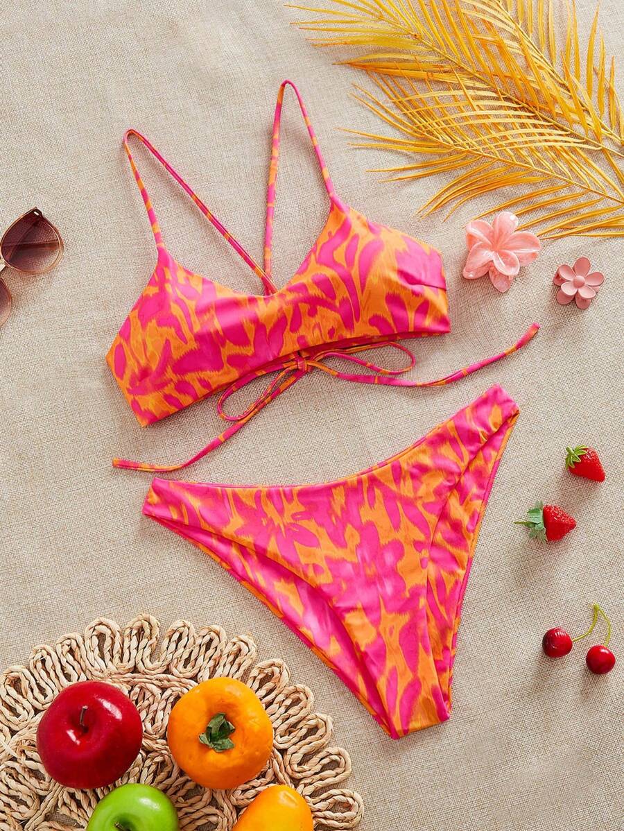 Swim Mod Bikini Swimsuit, Wireless Camisole Swimwear With Triangle Bottom, Fashion For Summer - Multicolor - View 1