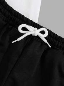 RueChic Ensemble t-shirt à manches courtes et short pour hommes avec taille à cordon et poche, imprimé lettres