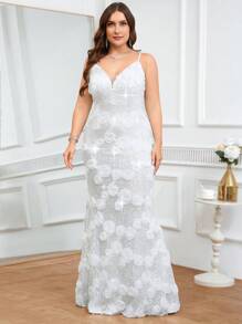 Coutiva 大码女式串珠亮片装饰正式晚礼服（大量串珠），派对礼服，适合婚礼宾客 - 白色 - 查看 6