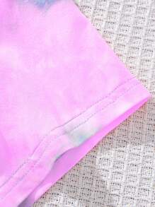 SHEIN Leap Crew Tween Girls Casual Minimalist Short Sleeve Shorts 2 Pieces Set, Suitable For Summer - Multicolor - View 6