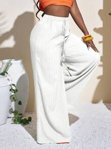 Slaydiva 音乐节女款全长几何绿色度假阔腿裤，休闲度假