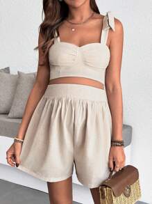SHEIN Maternity Two Pieces Suits - Apricot - View 4
