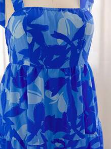Soleia Plus Size Women Floral Print Tie-Up Strap Maxi Dress, Suitable For Vacation, Graduation, Back To School, Fall Season