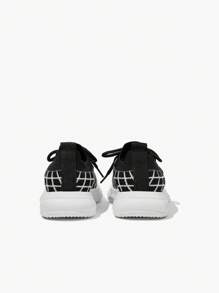 JNSQ 1 Pair Fashion Casual All-Match Versatile Comfortable Soft Bottom Breathable Lace-Up Sneakers, Suitable For All Seasons And Back To School - Black - View 3