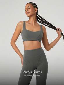 GLOWMODE 28" FeatherFit™ Spiral Split Line Contrast Color Pants Leggings Low Impact Yoga Pilates Studio Daily Casual Wear - Dark Grey - View 3