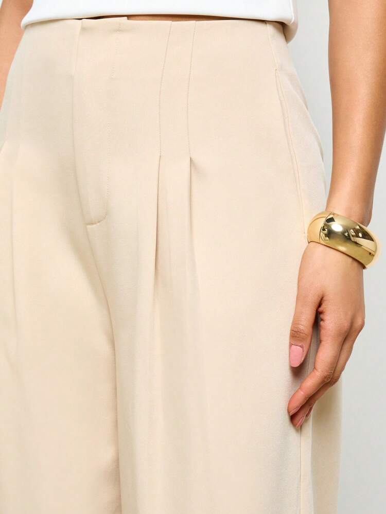 High Waist Pleated Wide Leg Trousers