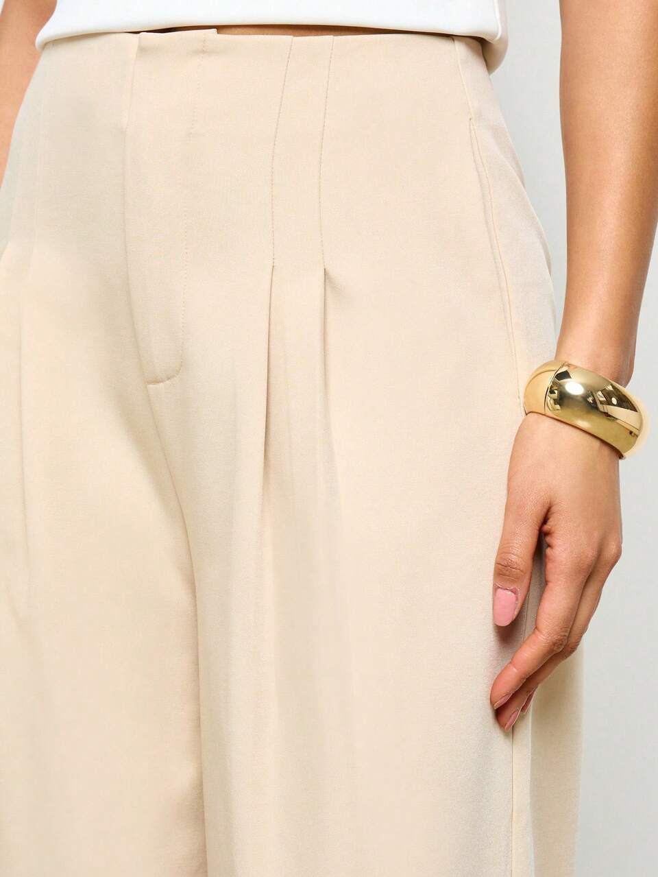 High Waist Pleated Wide Leg Trousers
