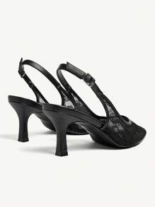 CUCCOO CHICEST أحذية نسائية موديل بوان سوداء من الدانتيل ذات كعب عالي مناسبة للذهاب إلى العمل والمواعيد والحفلات والتسوق والعطلات' - الأسود - مشاهدة 8