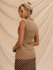 SHEIN Forever 21 Trang phục mùa hè cho nữ: Dạ hội/Trang trọng/Bãi biển/Kỳ nghỉ/Dễ thương/Phong cách phương Tây/Trang phục công sở thường ngày/Thanh lịch/Sinh nhật/Đi chơi/Câu lạc bộ/Trang phục công sở/Lễ hội/Rave/Trang phục công sở/Sang trọng/Hòa nhạc đồng quê/Bữa sáng muộn/Du ngoạn/Giao lưu/Sân bay/Khiêm tốn/Nhà thờ/Fairycore//Tiệc trà/Y2K/Thời trang đường phố/Những năm 2000/Nhảy disco/Nghỉ xuân/Tốt nghiệp/Khách dự tiệc cưới/Cocktail/Cổ điển/Bodycon/Resort/Bó sát/Áo khoác vest nữ - Màu Khaki - Xem 2