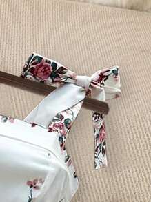 SHEIN Unity Plus Size Summer Elegant Floral Print Ruffle Hem Dress - Red and White - View 3