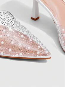 CUCCOO SZL Fashion Transparent TPU Fully Rhinestone Pointed Toe Stilettos, Suitable For Wedding, Party, Holiday - White - View 5