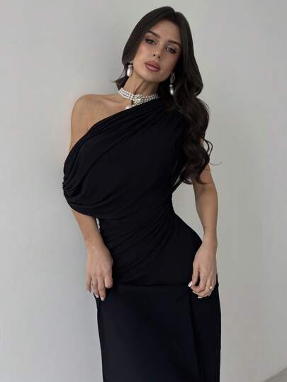 Firerie فستان محبوك ذو خصر منكمش وأكمام قصيرة أنيق...