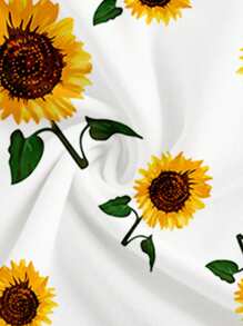 SHEIN EZwear Casual Minimalist Slim-Fit Sleeveless Maxi Dress, Sunflower Print, Suitable For Summer,Springbreak ,Brunch-Ready Summer Dresses For Women Boho Suitable For Going Out Chic Dress - Multicolor - View 5