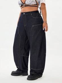 Jeanoix Jeans rectos de talla grande, de corte holgado y casual, para primavera/verano