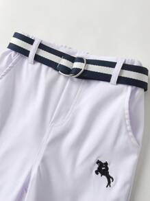 SHEIN 2pcs/Set Young Boy Embroidery Long Sleeve Shirt And Pants Gentleman Suit Chic Outfits For Autumn/Winter - Brown - View 7