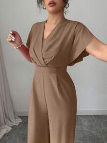 Elenzga 女士纯色高腰设计优雅连体裤，适合日常穿着和度假穿着