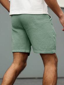 VENTUSAIL 男士 100% 纯棉抽绳腰口袋休闲短裤男士短裤休闲男士夏季衣服 - 綠色 - 查看 2