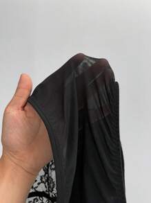 SHEIN Unity Đồ lót ren hở lưng chéo cỡ lớn cho nữ, đồ liền thân gợi cảm và thanh lịch để mặc hàng ngày, ngày lễ tình nhân - màu đen - Xem 6