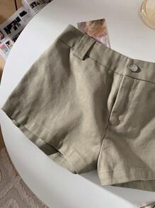 SHEIN EZwear Green Casual Women Shorts, Fashionable For Summer