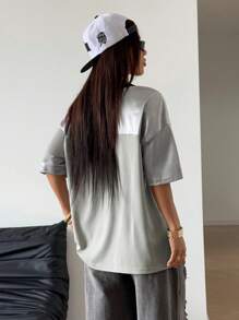 StreetHx Áo thun lưới phong cách đường phố số lớn Y2K Casual Sports - Xám - Xem 2