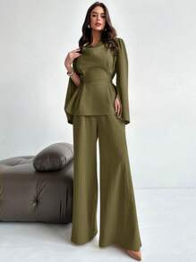 Firerie 女士日常两件套服装 - 軍綠色 - 查看 4