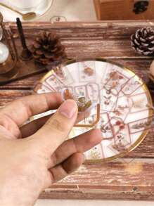 1 包/30 件复古透明植物和花卉图案贴纸，带邮票框，宠物装饰标签，适用于 DIY 日记回到学校 - 彩色 - 查看 4