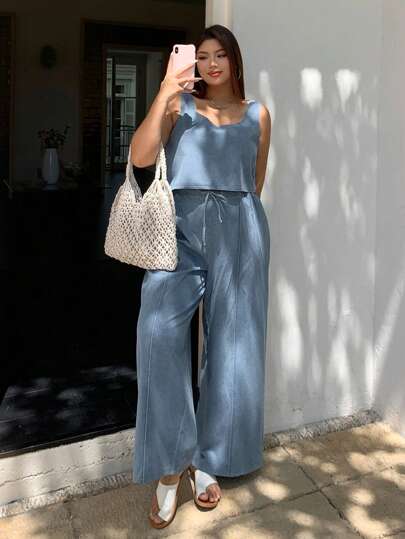 Dazy Plus ملابس بحجم كبير إطقم قطعتين من الجينز