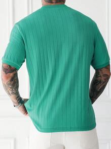 Manfinity Homme Men's Short Sleeve Stand Collar POLO Shirt, Minimalist & Fashionable, Suitable For Summer Polo Shirts For Men Collar - Green - View 2