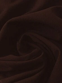 Flirla 大码圆领不对称下摆镂空后背雪纺连衣裙 - 咖啡棕 - 查看 3