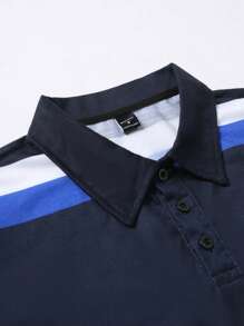 Manfinity Homme Men's Mature Streetwear Digital Print Striped Polo Shirt, Short Sleeve - Multicolor - View 3